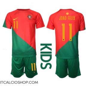 Portogallo Joao Felix #11 Prima Maglia Bambino Mondiali 2022 Manica Corta (+ Pantaloni corti)